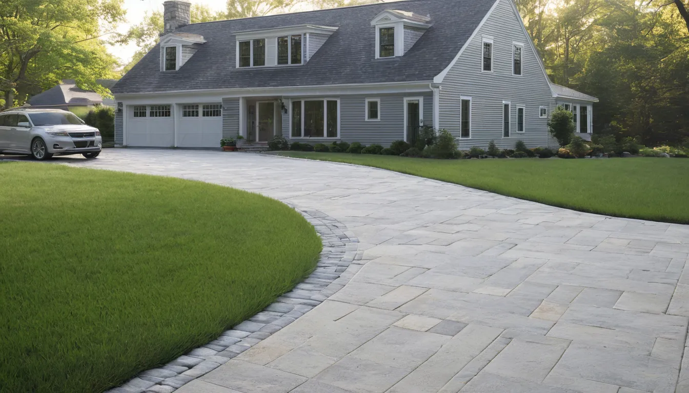 A new concrete driveway beside an older home in Danbury